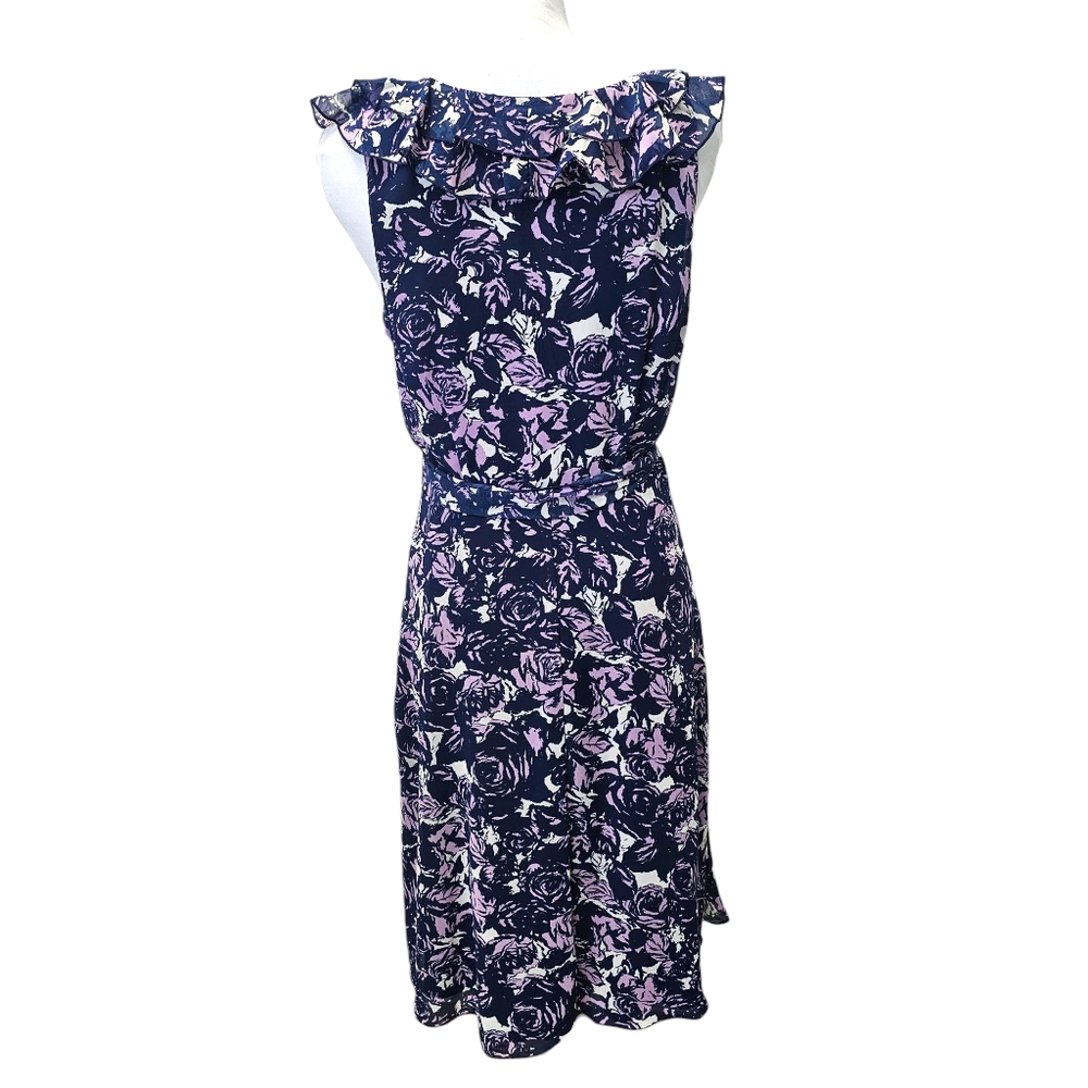 Jonathan Martin Floral V-Neck Dress with Ruffle Neckline Sleeveless Size 10 - Picture 5 of 9